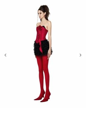 Lsoul Red Strapless Corset Top and skort set